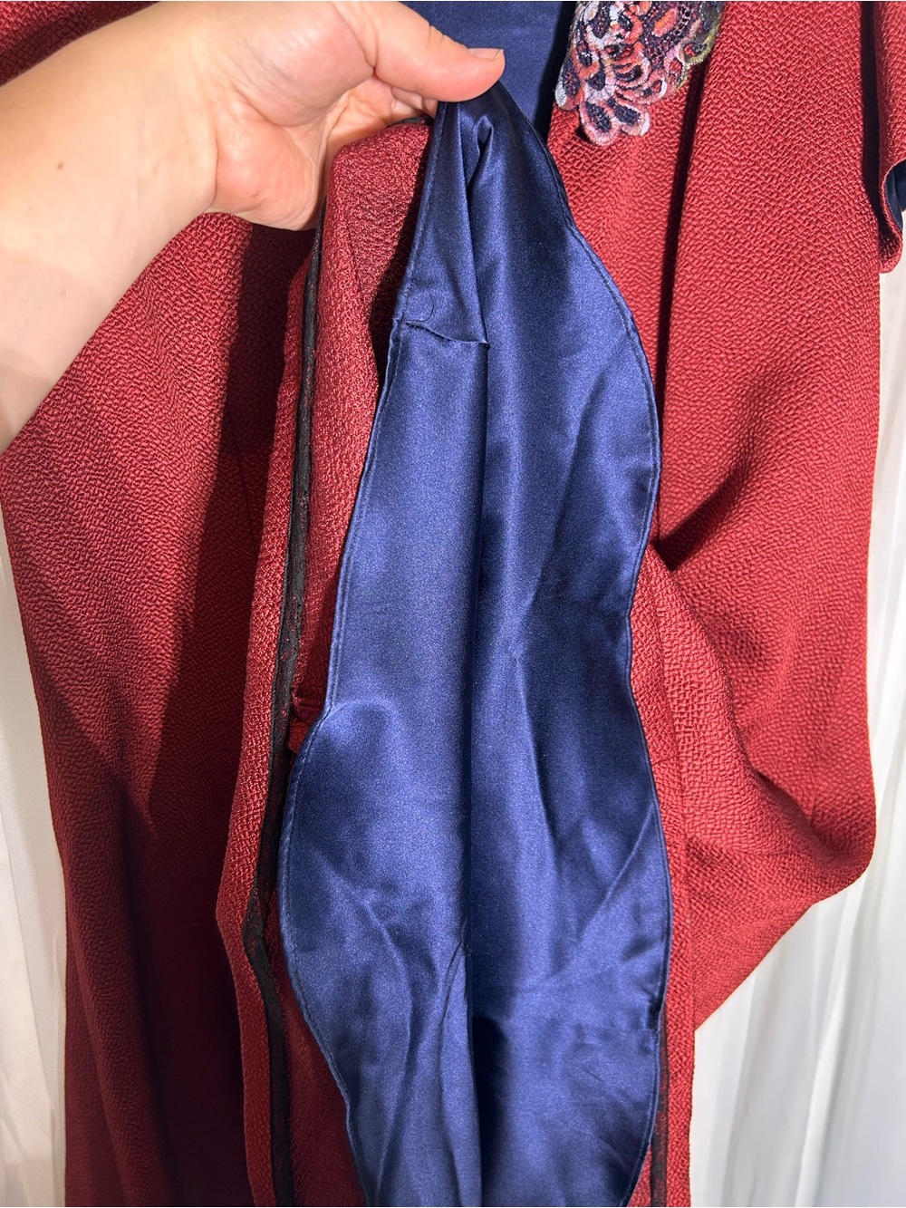 Peggy Jennings - Red & Purple Dress with Embroidered Multicolor Collar - Picture 8 of 12